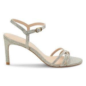 NWOT Stuart Weitzman Starla 105 Sparkle Sandal Gold Glitter Heel Size 7.5
